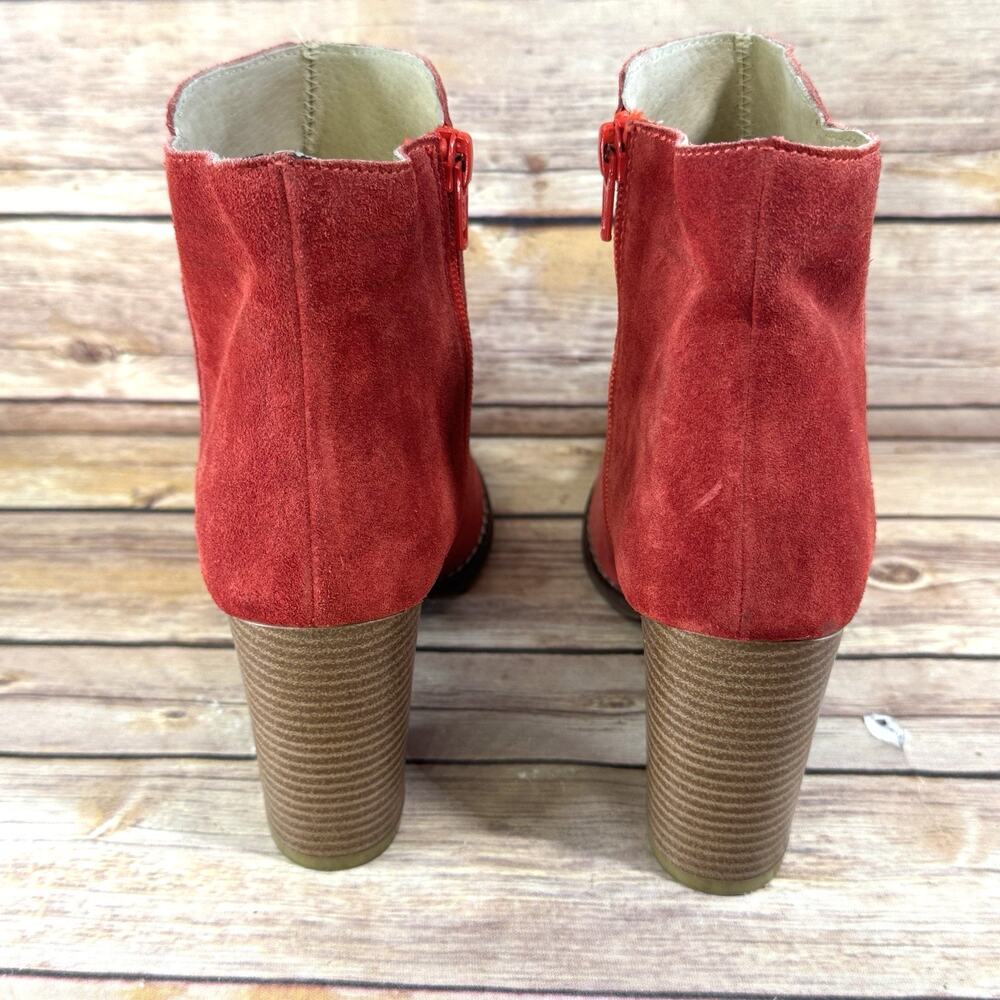 RWC Womens Red Suede Block Heel Western Ankle Boots 37/7 - Picture 8 of 10